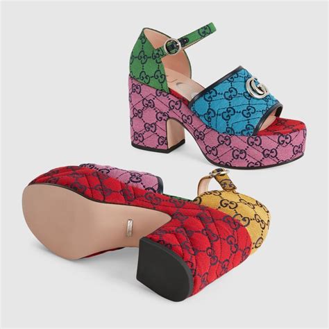 gucci platform sandals colorful|Gucci gg multicolor platform sandal.